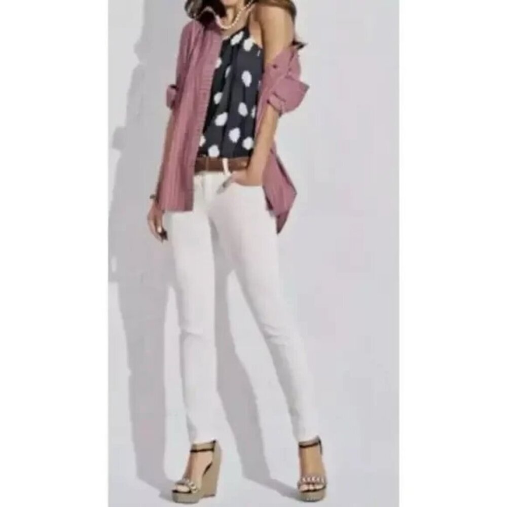 CABI Skinny Jeans Bright White Sz 8 #6073 EUC